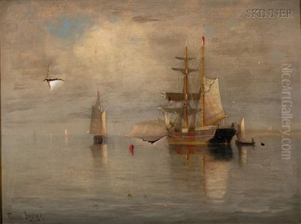 Sailing Vessels In Still Waters Oil Painting by Marshall Johnson