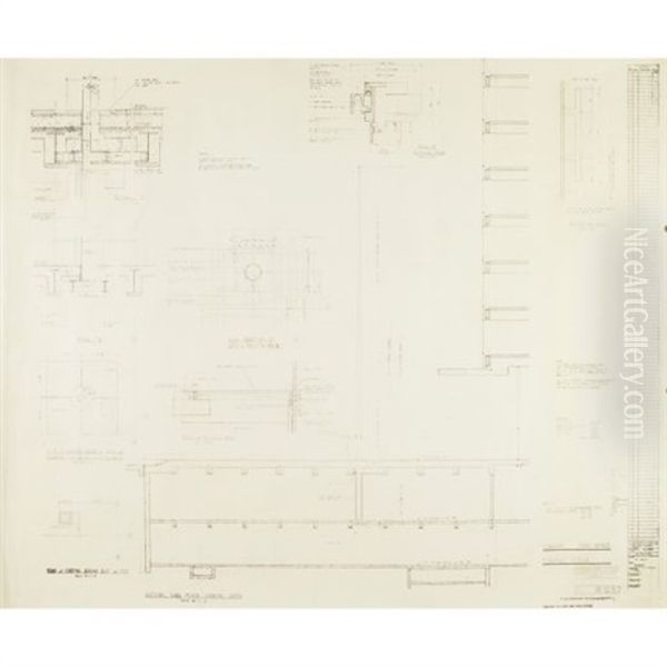 Seagram Building Construction Drawing Oil Painting by Philip H. Johnson