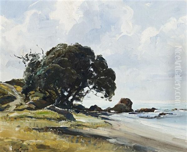 Pohutukawa Tree, New Zealand Oil Painting by Robert Johnson