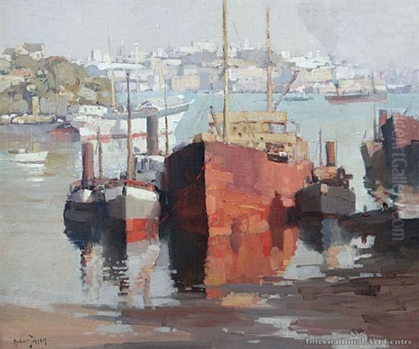 Old Boats, Berry's Bay Oil Painting by Robert Johnson