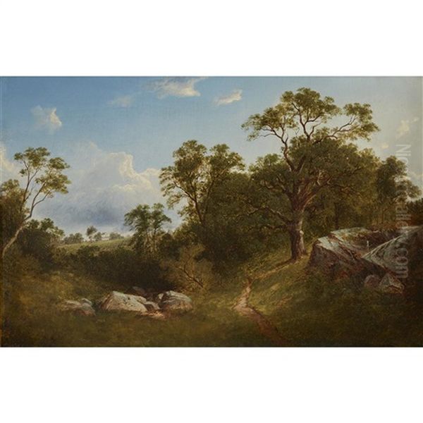 Landscape With Mansion In The Distance Oil Painting by David Johnson