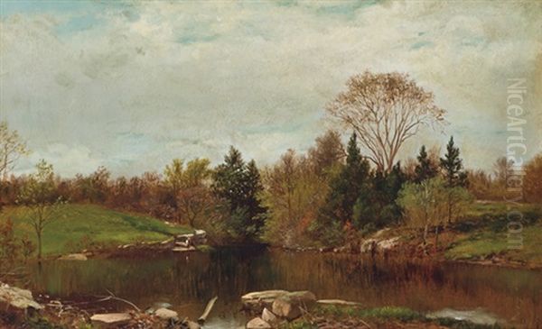 Spring-a Study On The Bronx At Mt. Vernon Oil Painting by David Johnson