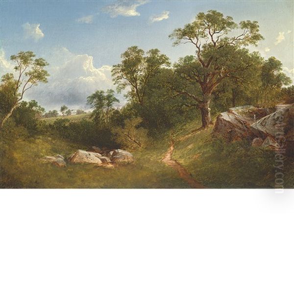 Landscape (white Mansion In The Distance) Oil Painting by David Johnson