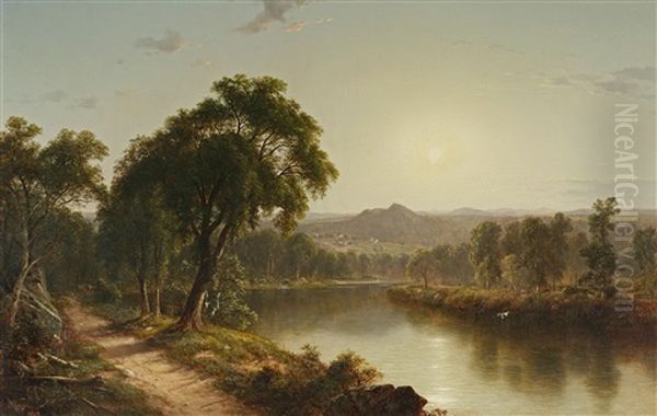 On The Wallkill River, Ulster County, New York Oil Painting by David Johnson