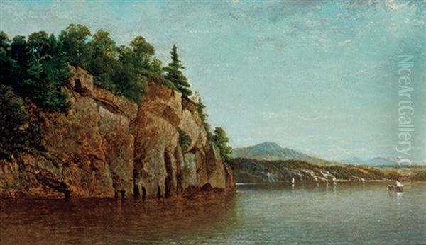 Split Rock Island, Lake Champlain Oil Painting by David Johnson