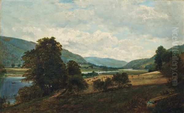 Study Of The Delaware At Hancock Oil Painting by David Johnson