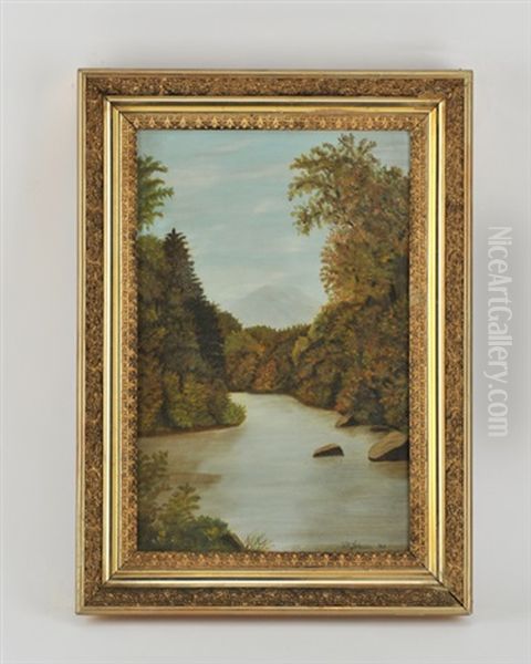 Adirondack River Landscape Oil Painting by David Johnson