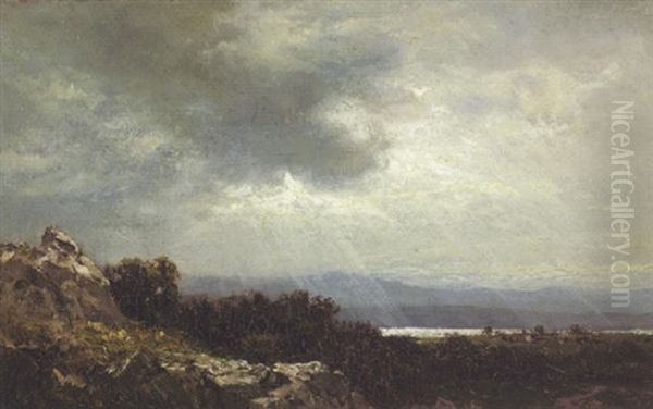 Near Burlington, Lake Champlain Oil Painting by David Johnson