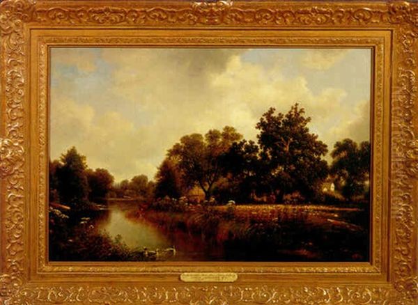 On The Weincockie River, Passaic County, New Jersey Oil Painting by David Johnson