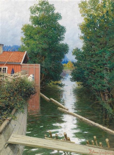 Am Kanal Oil Painting by Hjalmar Johnssen