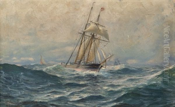 Slorende Seilskip Oil Painting by Hjalmar Johnssen