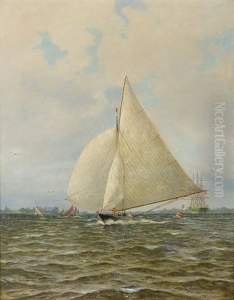 English Race, The Thames Oil Painting by Hjalmar Johnssen