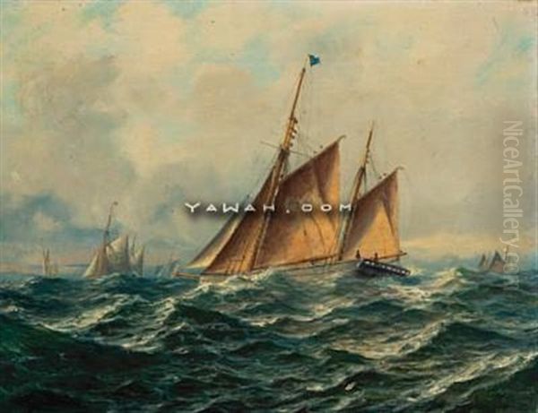 Regatta Seilas Oil Painting by Hjalmar Johnssen