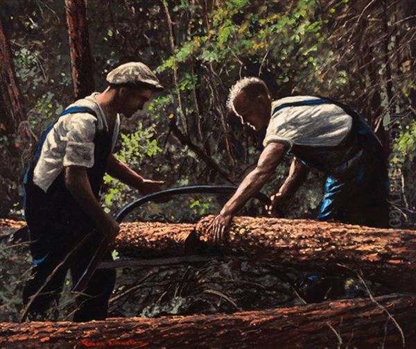 Lumberjacks Oil Painting by Francis Hans Johnston