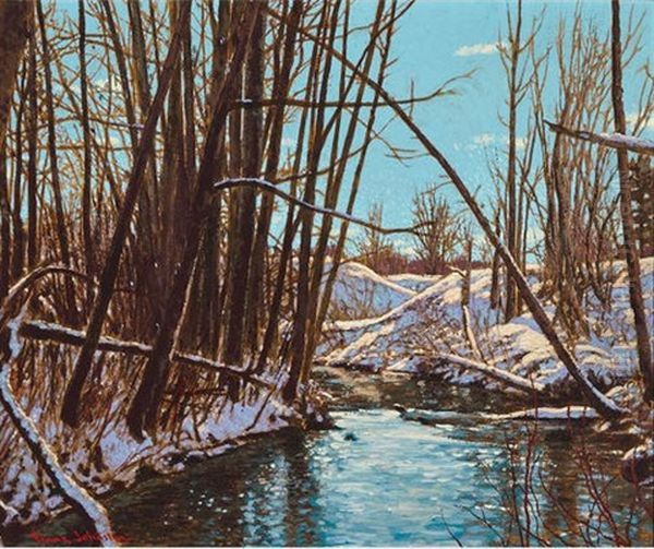 The Wye In Winter Oil Painting by Francis Hans Johnston