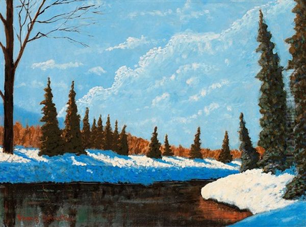 Northern Beauty In Winter Oil Painting by Francis Hans Johnston