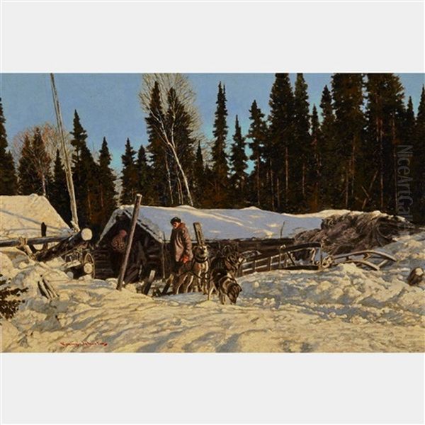 Northern Morning In March, In The Northern Nipigon Country Oil Painting by Francis Hans Johnston