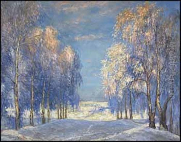 Winter Landscape Oil Painting by Francis Hans Johnston