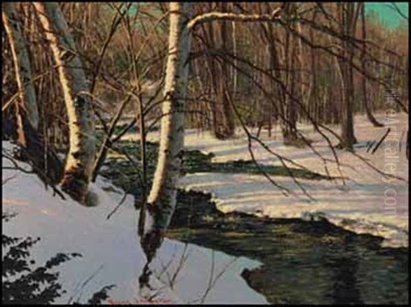 Birches In The Sun Oil Painting by Francis Hans Johnston