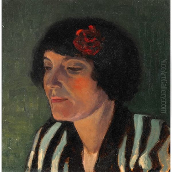 Florence With A Red Flower by Francis Hans Johnston