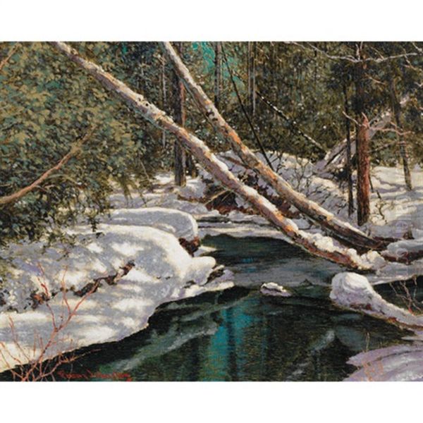 Woodland Silence (the Forest Stream) Oil Painting by Francis Hans Johnston