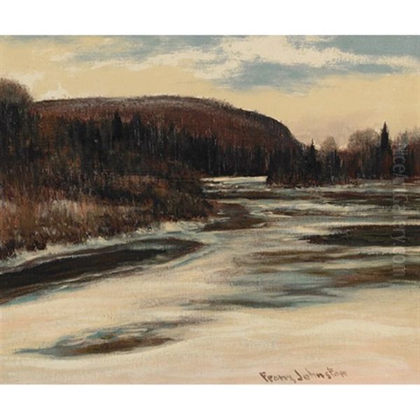 River In Winter Oil Painting by Francis Hans Johnston