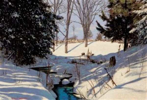 Shadowed Pools On The Wye Oil Painting by Francis Hans Johnston