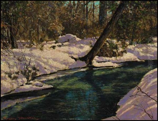 A Woodland Pool Oil Painting by Francis Hans Johnston