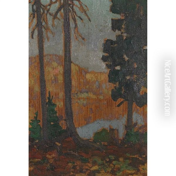 A Lake In Autumn, Algoma Oil Painting by Francis Hans Johnston