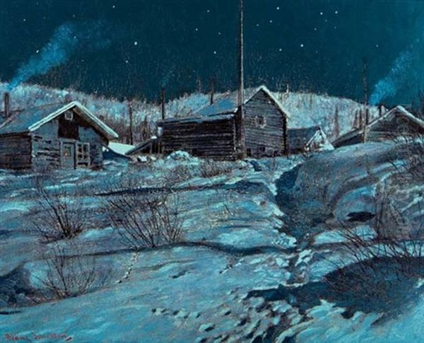 Bunk Houses: In Search Of Uranium Oil Painting by Francis Hans Johnston