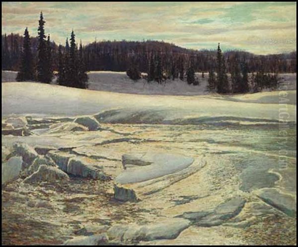 Sun Symphony, Spring Breakup, Above Kakabeka Oil Painting by Francis Hans Johnston