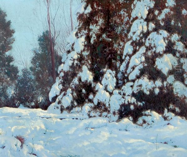 Northern Snow, Late Afternoon Glow Oil Painting by Francis Hans Johnston