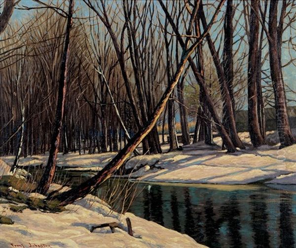 Winter Stream Oil Painting by Francis Hans Johnston