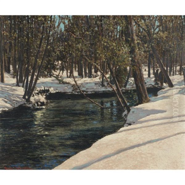 Winter Stream Oil Painting by Francis Hans Johnston