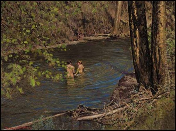 The Swimming Hole Oil Painting by Francis Hans Johnston