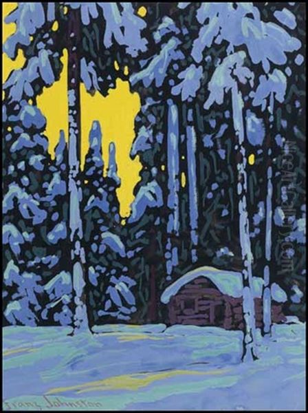 Cabin In The Snow Oil Painting by Francis Hans Johnston