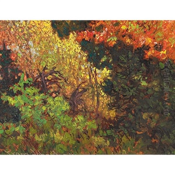 Deep In The Autumn Woods Oil Painting by Francis Hans Johnston