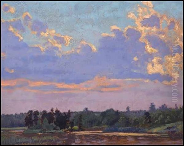 Lake Of The Woods Oil Painting by Francis Hans Johnston