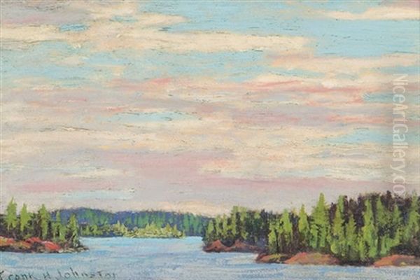 Through The Channel, Bryce's Island On The Right, Lake Of The Woods Oil Painting by Francis Hans Johnston