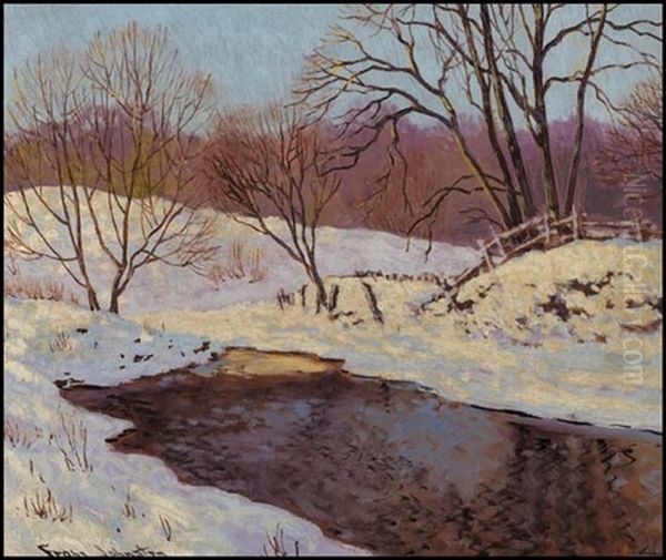 The River In Winter Oil Painting by Francis Hans Johnston