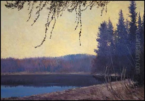 Morning On A Northern Lake Oil Painting by Francis Hans Johnston