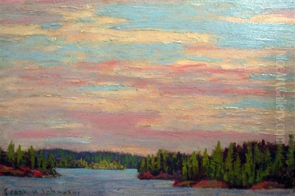 Through The Channel, Bryce's Island On The Right, Lake Of The Woods Oil Painting by Francis Hans Johnston