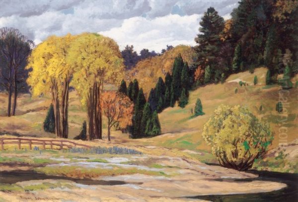 The Don River, York Mills Valley Oil Painting by Francis Hans Johnston