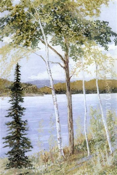 Lakeside Birches Oil Painting by Francis Hans Johnston