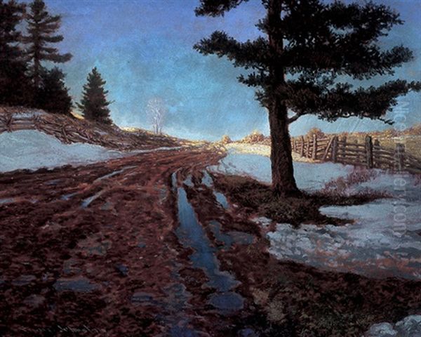 Spring On The Penetang Road Oil Painting by Francis Hans Johnston