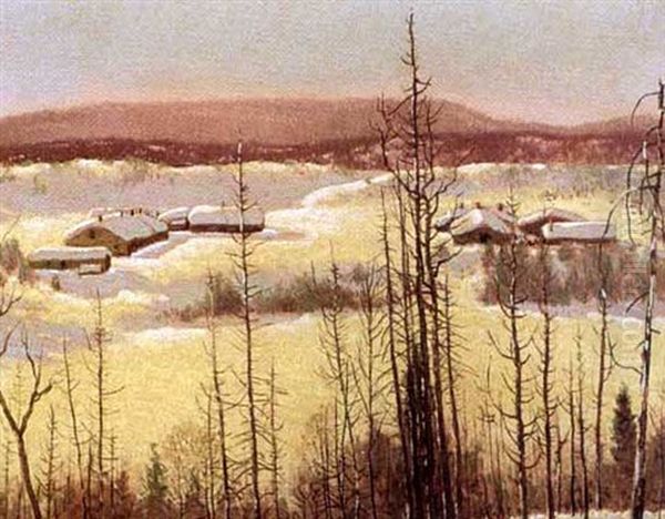 A Northern Camp Oil Painting by Francis Hans Johnston