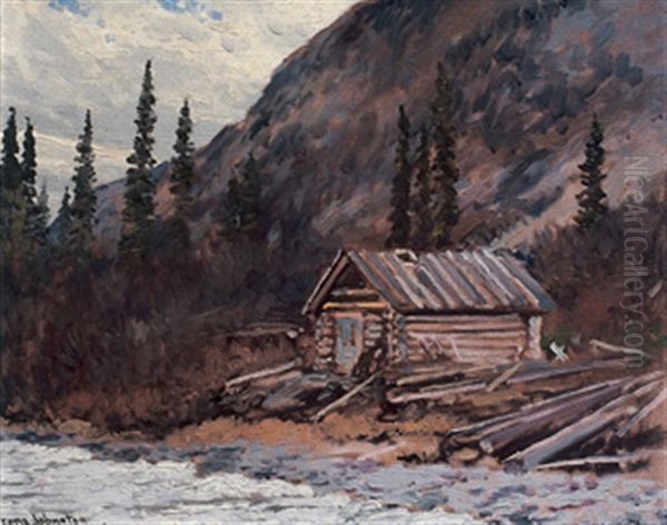 One Of The Early Cabins, Labine Bay, Great Bear Lake, N.w.t. Oil Painting by Francis Hans Johnston