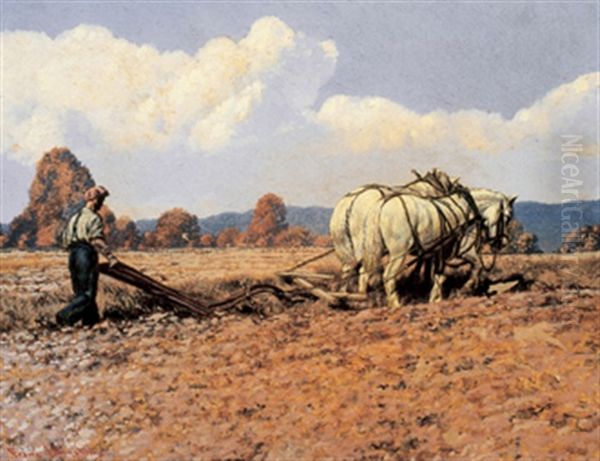 October Ploughing (ontario) by Francis Hans Johnston