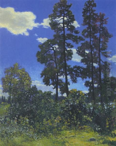 Midsummer - A Northern Lake Oil Painting by Francis Hans Johnston