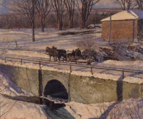 The Old Flume Bridge Oil Painting by Francis Hans Johnston